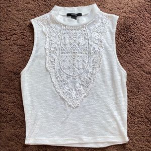 white lace front halter tank